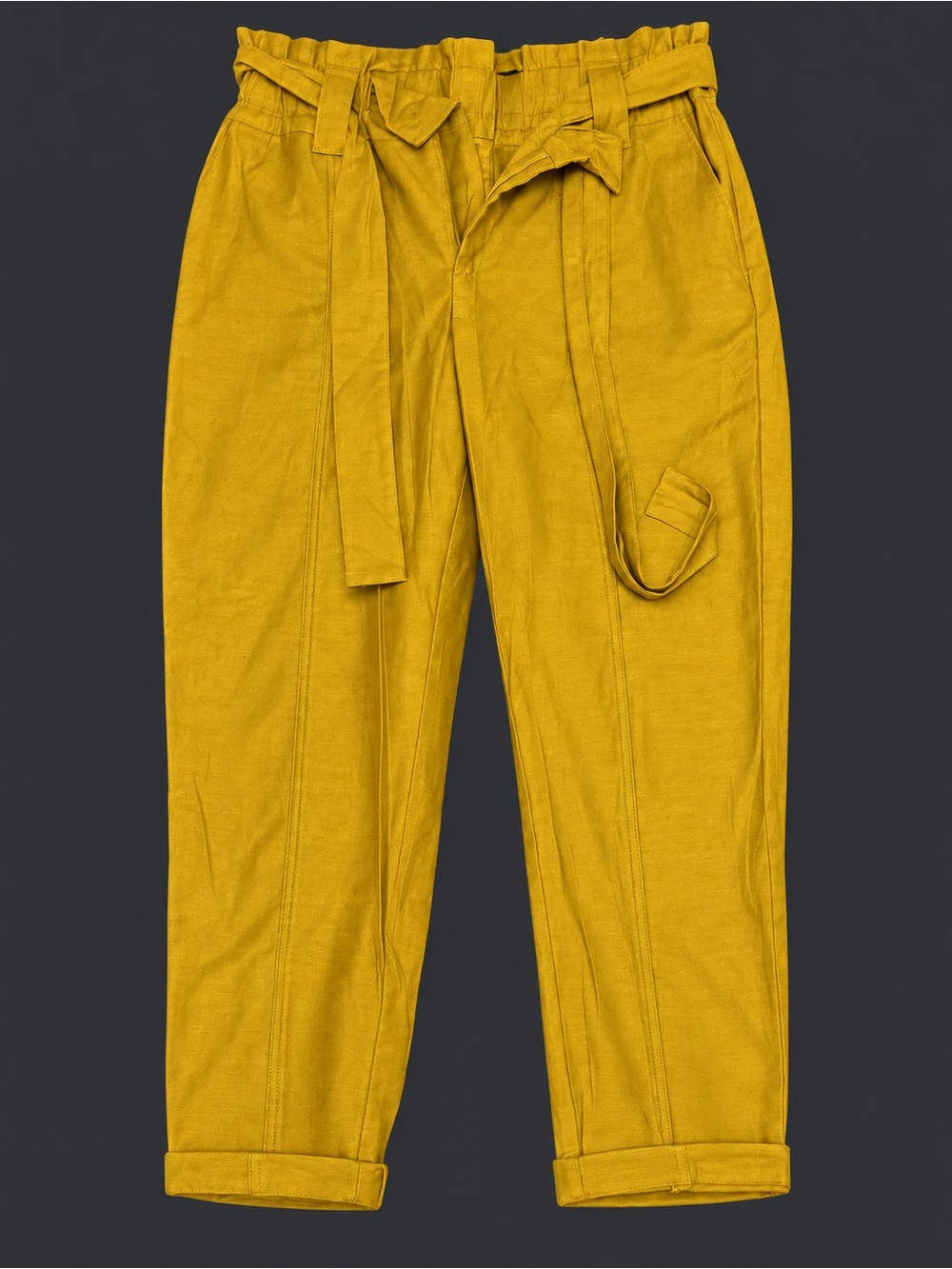 Women’s High-Rise Belted Chino Pants - Mustard